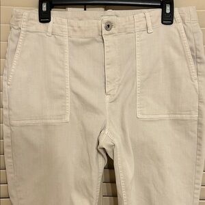 J. Jill Denim High-Rise Straight Leg winter white / cream Pants size 12 fray hem